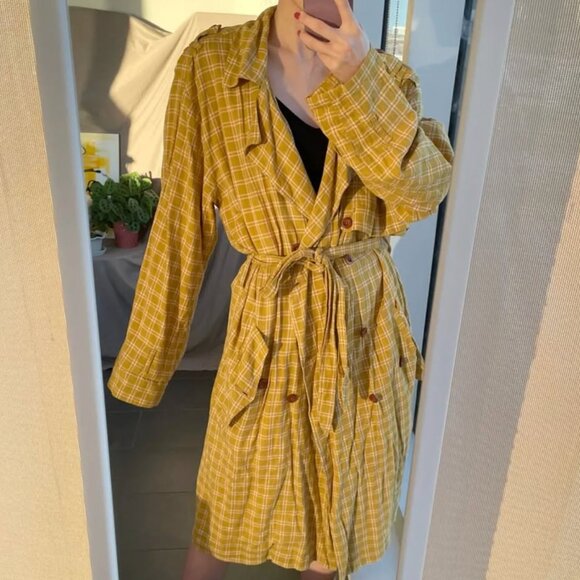 Urban Outfitters Plaid trench coat - Picture 1 of 5